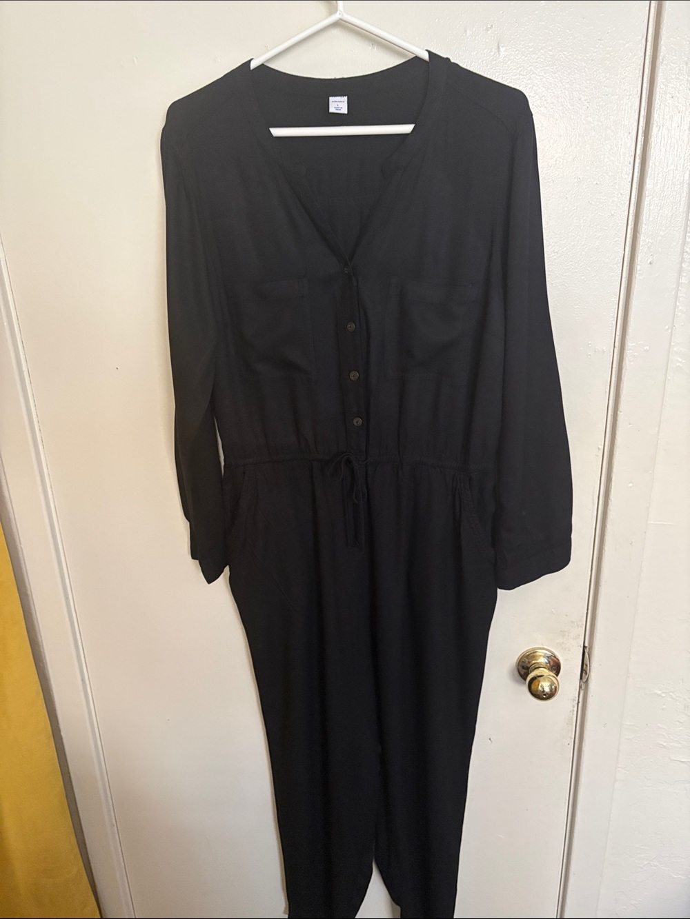 Old Navy Black Button-Front Long Sleeve Jumpsuit